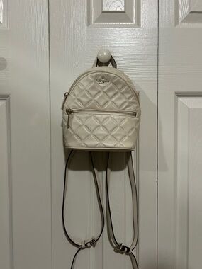 kate spade Quilted Mini Backpack in Off-White with Gold Hardware
